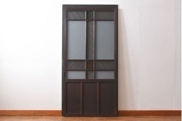 和製アンティーク　当時物色ガラス　大正ロマン香るモダンなデザインのガラス戸(ガラス引き戸、引き戸、建具)