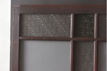 和製アンティーク　当時物色ガラス　大正ロマン香るモダンなデザインのガラス戸(ガラス引き戸、引き戸、建具)