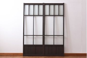 3種類のガラスが味わい深い引き戸(ガラス戸、格子戸、建具)2枚セット