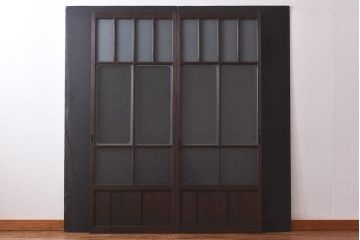 3種類のガラスが味わい深い引き戸(ガラス戸、格子戸、建具)2枚セット