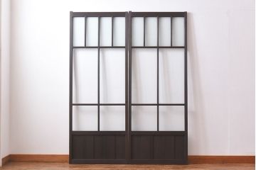 3種類のガラスが味わい深い引き戸(ガラス戸、格子戸、建具)2枚セット