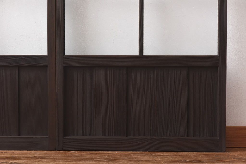 3種類のガラスが味わい深い引き戸(ガラス戸、格子戸、建具)2枚セット