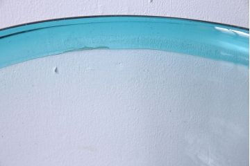 アンティーク雑貨　大正昭和初期　青縁　吹きガラス金魚鉢