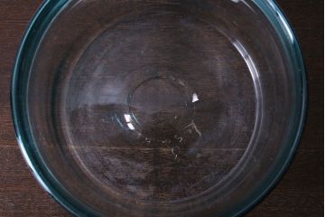 アンティーク雑貨　大正昭和初期　青縁　吹きガラス金魚鉢