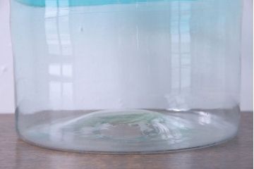 アンティーク雑貨　大正昭和初期　青縁　吹きガラス金魚鉢