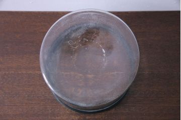 アンティーク雑貨　大正昭和初期　青縁　吹きガラス金魚鉢