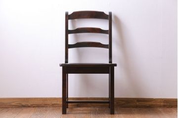 中古　北海道民芸家具　HM620　上質な作りとシンプルなデザインが魅力のラダーバックチェア(椅子、板座チェア、ダイニングチェア)(1)
