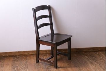 中古　北海道民芸家具　HM620　上質な作りとシンプルなデザインが魅力のラダーバックチェア(椅子、板座チェア、ダイニングチェア)(1)