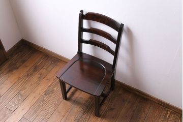 中古　北海道民芸家具　HM620　上質な作りとシンプルなデザインが魅力のラダーバックチェア(椅子、板座チェア、ダイニングチェア)(1)