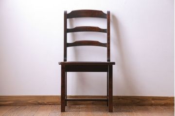 中古　北海道民芸家具　HM620　上質な作りとシンプルなデザインが魅力のラダーバックチェア(椅子、板座チェア、ダイニングチェア)(2)