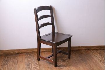 中古　北海道民芸家具　HM620　上質な作りとシンプルなデザインが魅力のラダーバックチェア(椅子、板座チェア、ダイニングチェア)(2)