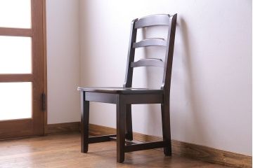 中古　北海道民芸家具　HM620　上質な作りとシンプルなデザインが魅力のラダーバックチェア(椅子、板座チェア、ダイニングチェア)(2)