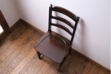 中古　北海道民芸家具　HM620　上質な作りとシンプルなデザインが魅力のラダーバックチェア(椅子、板座チェア、ダイニングチェア)(2)