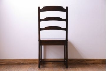 中古　北海道民芸家具　HM620　上質な作りとシンプルなデザインが魅力のラダーバックチェア(椅子、板座チェア、ダイニングチェア)(2)