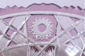 アンティーク雑貨　明治大正期　薄紫色　切子ガラスのボウル(和食器)