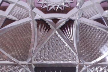 アンティーク雑貨　明治大正期　薄紫色　切子ガラスのボウル(和食器)