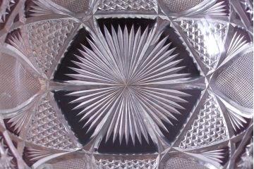 アンティーク雑貨　明治大正期　薄紫色　切子ガラスのボウル(和食器)