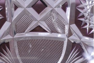 アンティーク雑貨　明治大正期　薄紫色　切子ガラスのボウル(和食器)