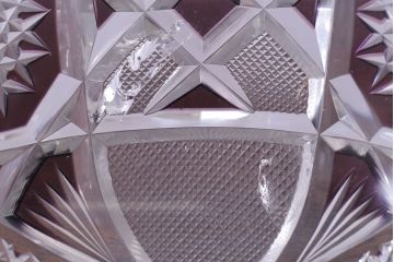 アンティーク雑貨　明治大正期　薄紫色　切子ガラスのボウル(和食器)