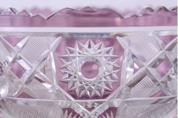 アンティーク雑貨　明治大正期　薄紫色　切子ガラスのボウル(和食器)