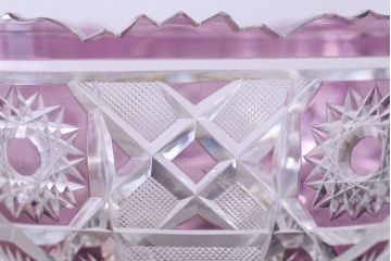 アンティーク雑貨　明治大正期　薄紫色　切子ガラスのボウル(和食器)