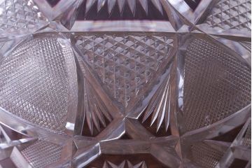 アンティーク雑貨　明治大正期　薄紫色　切子ガラスのボウル(和食器)