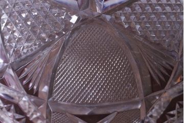 アンティーク雑貨　明治大正期　薄紫色　切子ガラスのボウル(和食器)