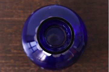 アンティーク雑貨　昭和期　青切子　上品なガラスの水差し&コップセット