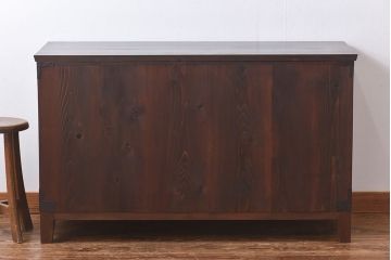 アンティーク家具　和製アンティーク　リメイク　前面ケヤキ材の脚付き二本松箪笥ローボード(和タンス、衣装箪笥)