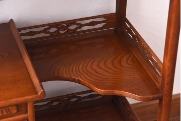 中古　ケヤキ材製　和の雰囲気を高める飾り棚(茶棚)(一部合板使用)