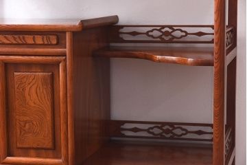 中古　ケヤキ材製　和の雰囲気を高める飾り棚(茶棚)(一部合板使用)