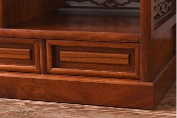 中古　ケヤキ材製　和の雰囲気を高める飾り棚(茶棚)(一部合板使用)