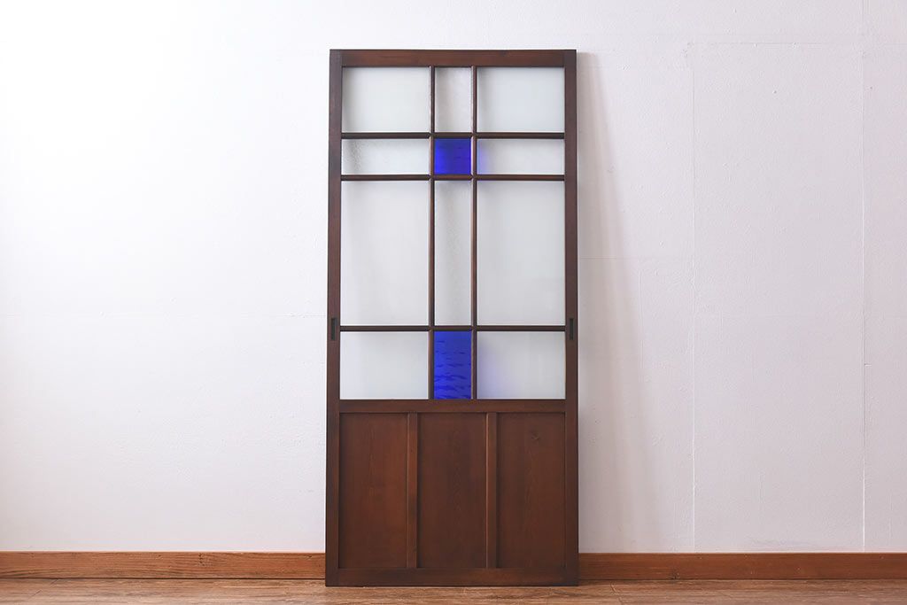 大正ロマン　シックな色合いが上品な印象のガラス戸(ガラス引き戸、引き戸、建具)