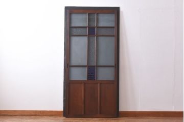 大正ロマン　シックな色合いが上品な印象のガラス戸(ガラス引き戸、引き戸、建具)