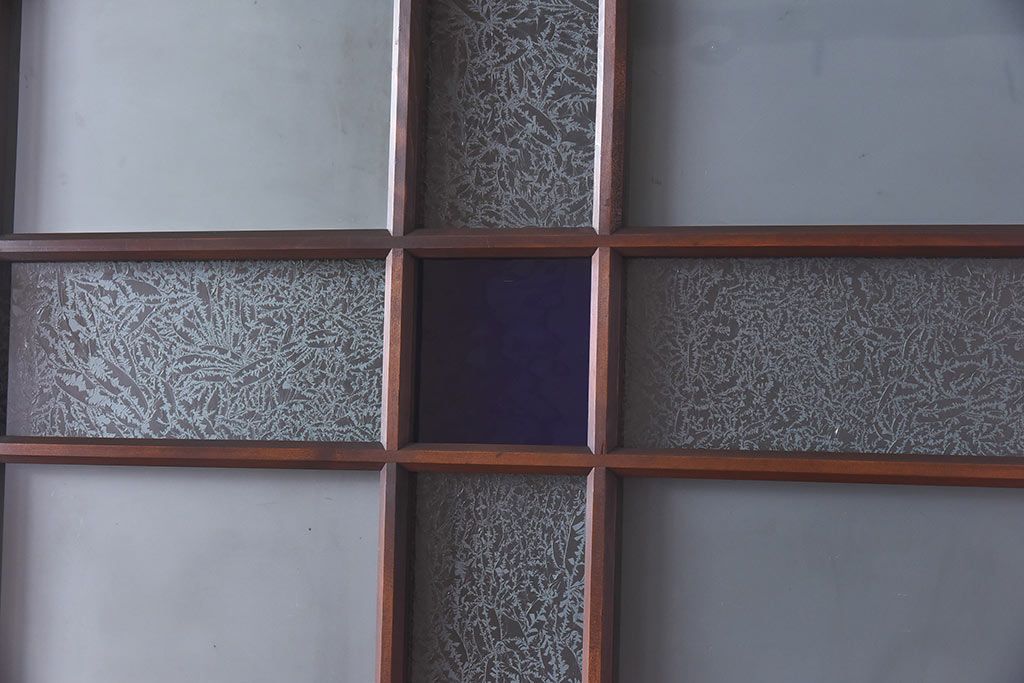 大正ロマン　シックな色合いが上品な印象のガラス戸(ガラス引き戸、引き戸、建具)