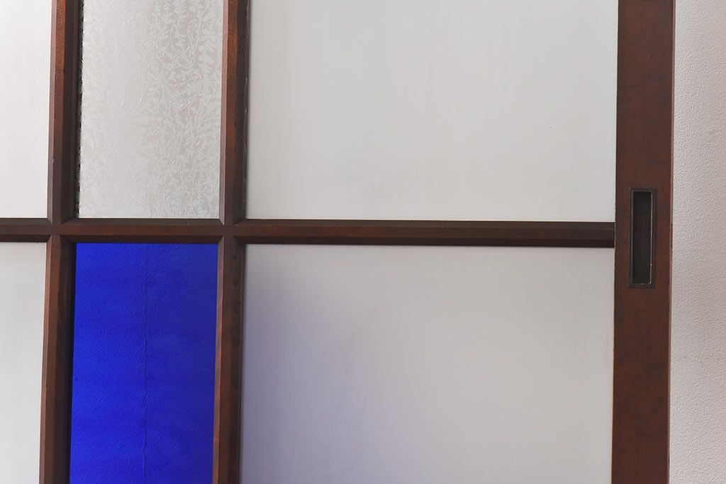 大正ロマン　シックな色合いが上品な印象のガラス戸(ガラス引き戸、引き戸、建具)