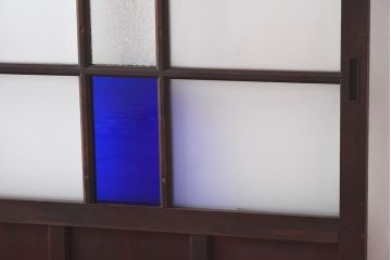 大正ロマン　シックな色合いが上品な印象のガラス戸(ガラス引き戸、引き戸、建具)