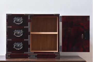 中古美品　欅産業　KM-12D　仙台民芸小箪笥(帳箱、船箪笥、舟型三つ抽箪笥)
