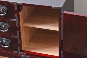 中古美品　欅産業　KM-12D　仙台民芸小箪笥(帳箱、船箪笥、舟型三つ抽箪笥)