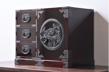 中古美品　欅産業　KM-12D　仙台民芸小箪笥(帳箱、船箪笥、舟型三つ抽箪笥)