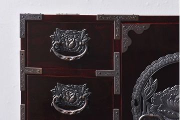 中古美品　欅産業　KM-12D　仙台民芸小箪笥(帳箱、船箪笥、舟型三つ抽箪笥)