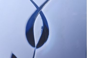 大正期　青ガラス乳白被切子電笠(薔薇の図)(ペンダントライト、天井照明、吊り下げ照明)