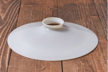 和製アンティーク　柔らかな雰囲気の白い平笠シェードが魅力のペンダントライト(天井照明、吊り下げ照明)(2)