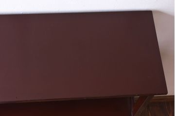 中古　前面の花模様が美しい鎌倉彫の茶棚(戸棚、茶箪笥、収納棚)