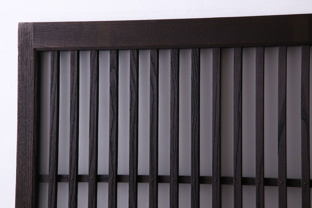 和製アンティーク　特注品　和モダンな雰囲気漂う総栗材の格子戸(ガラス戸、引き戸)2枚セット