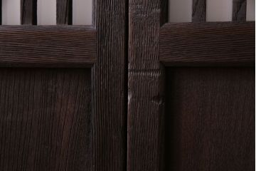 和製アンティーク　特注品　和モダンな雰囲気漂う総栗材の格子戸(ガラス戸、引き戸)2枚セット