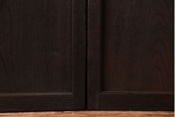 和製アンティーク　特注品　和モダンな雰囲気漂う総栗材の格子戸(ガラス戸、引き戸)2枚セット