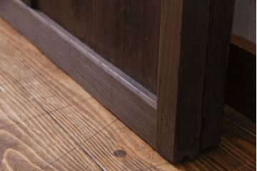 和製アンティーク　特注品　和モダンな雰囲気漂う総栗材の格子戸(ガラス戸、引き戸)2枚セット