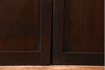 和製アンティーク　特注品　和モダンな雰囲気漂う総栗材の格子戸(ガラス戸、引き戸)2枚セット