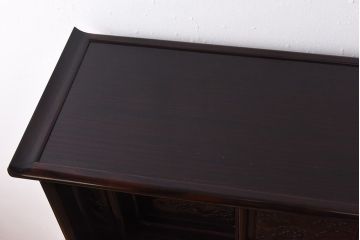 アンティーク家具　黒檀無垢材使用!　高級感と気品漂う飾り棚(茶棚、戸棚)